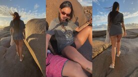 Rissa batendo punheta pro namorado dotado na praia