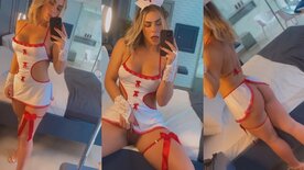 Barbara Botelho dressed as a nurse showing off her hot pussy